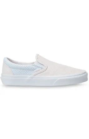 (3Tb44A) Pastel Checkerboard Classic Slip On Shoes   Misty Blue