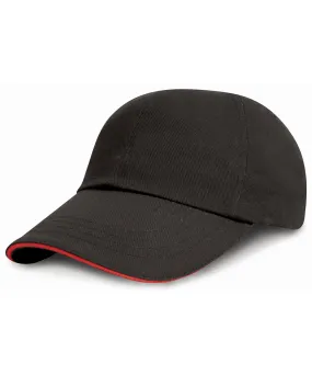 Black/Red - Low-profile heavy brushed cotton cap with sandwich peak