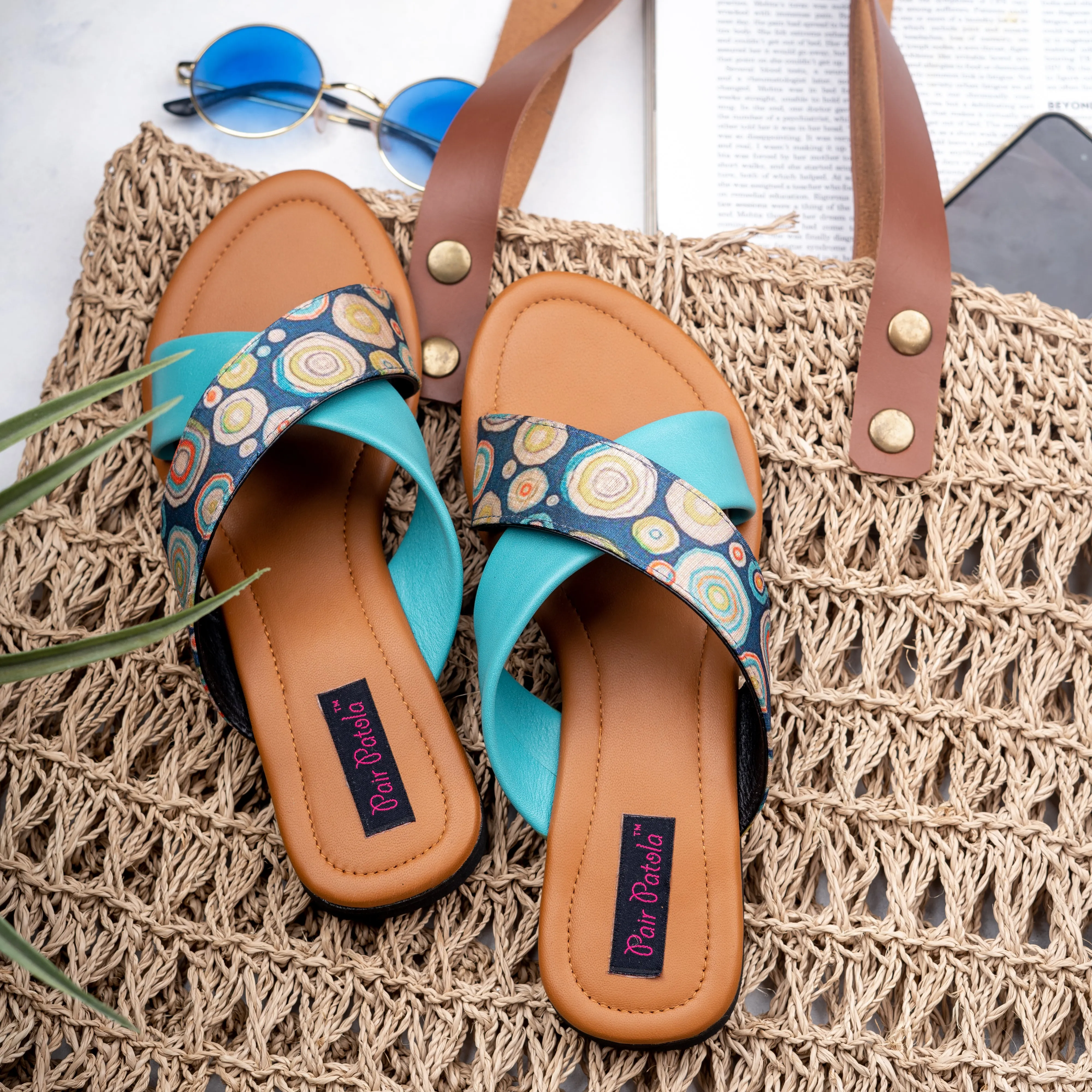 Blue Cross Flats Slip Ons