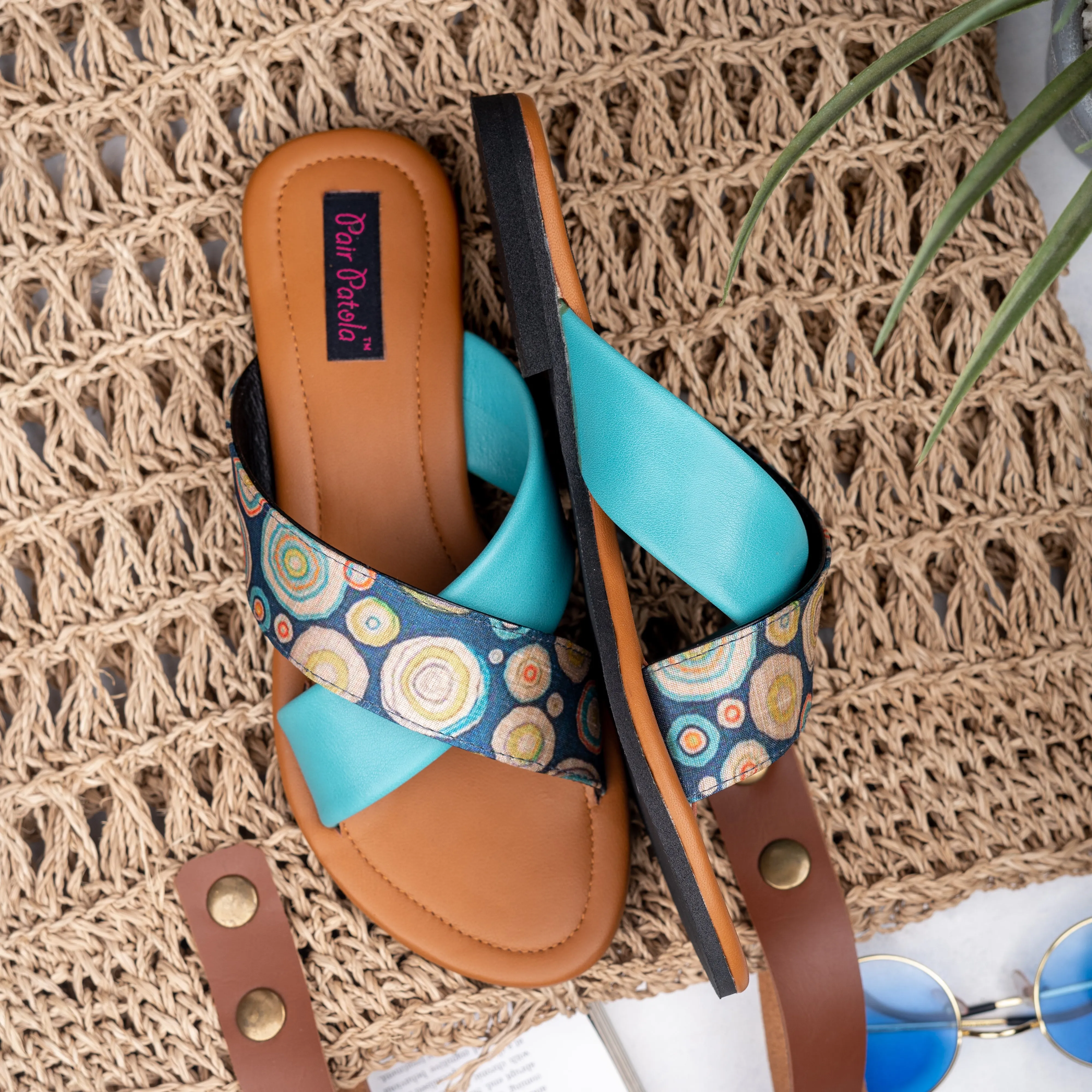 Blue Cross Flats Slip Ons