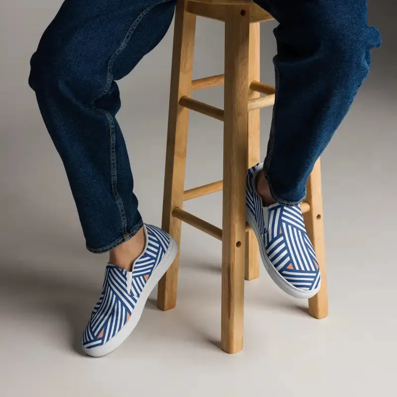 Bright Orange Abstract Pattern Canvas Shoes Mens Slip
