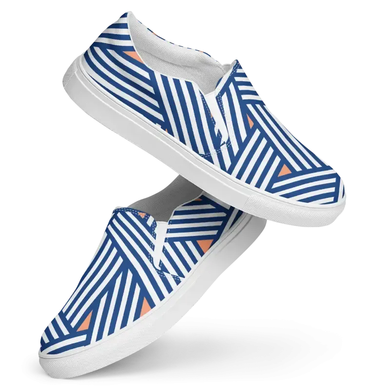 Bright Orange Abstract Pattern Canvas Shoes Mens Slip