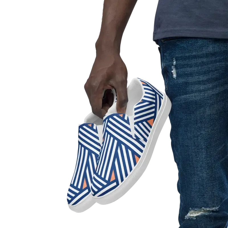 Bright Orange Abstract Pattern Canvas Shoes Mens Slip