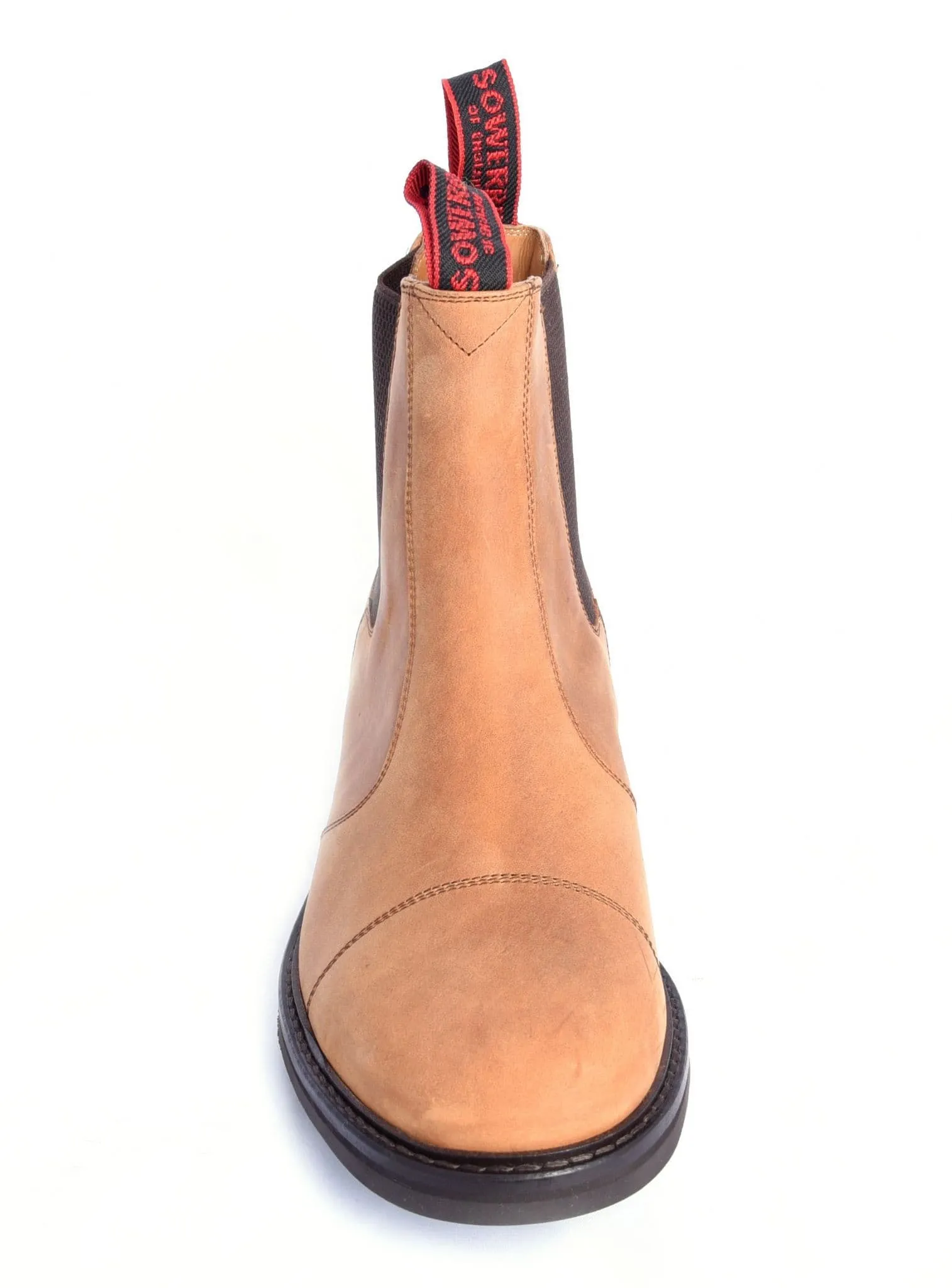 Brown Greasy Leather Stitched Cap Dealer Boots - The Sowerby Stanton