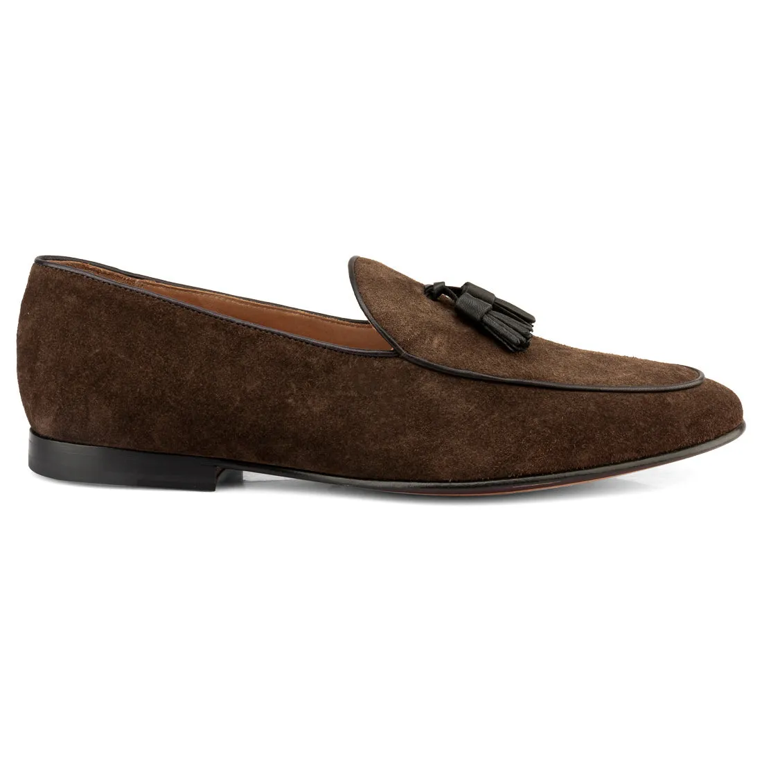 Brown Suede Tassel Belgian Loafers