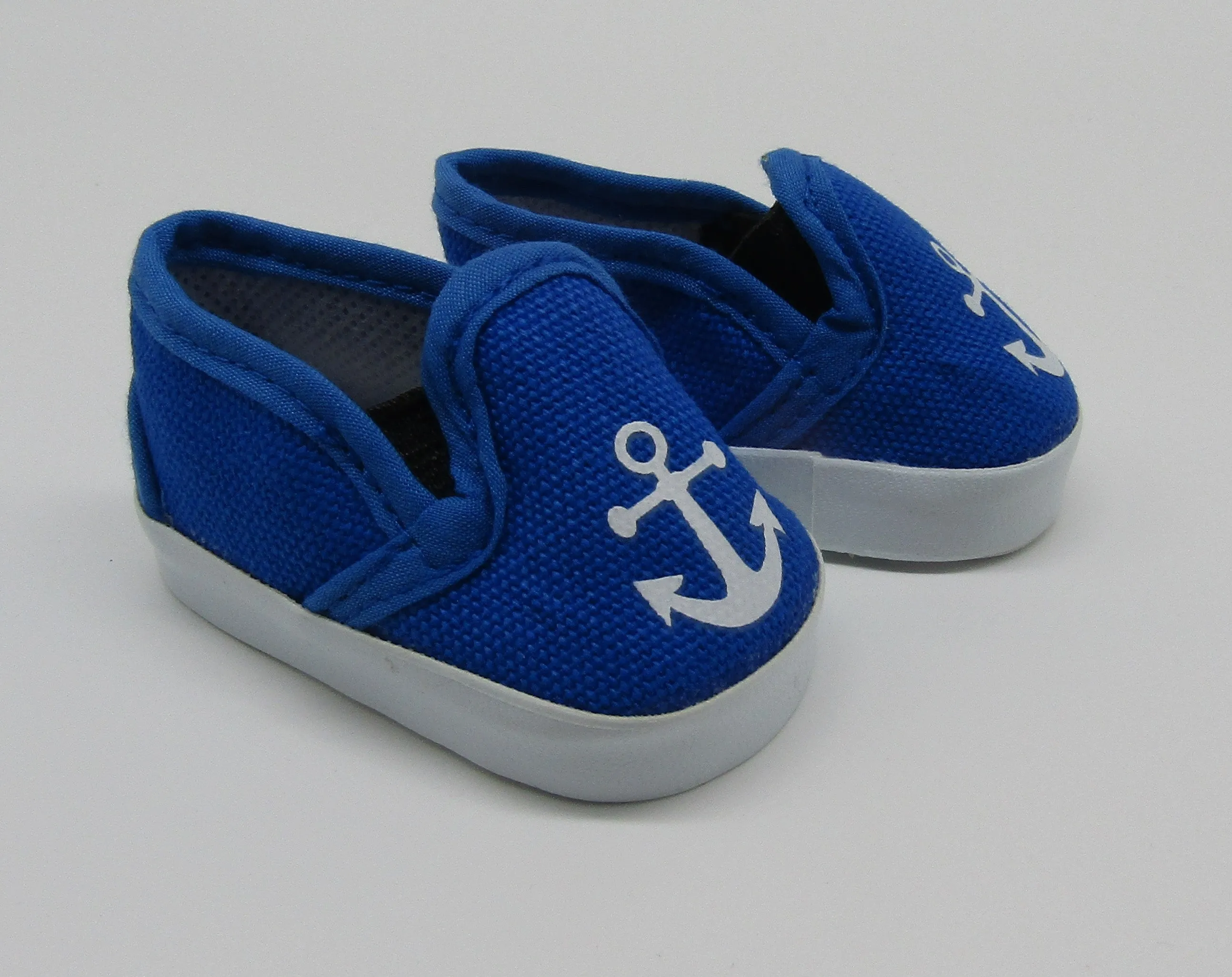 Canvas Slip-on Shoes 18 & 15 inch Doll: Blue w Anchor