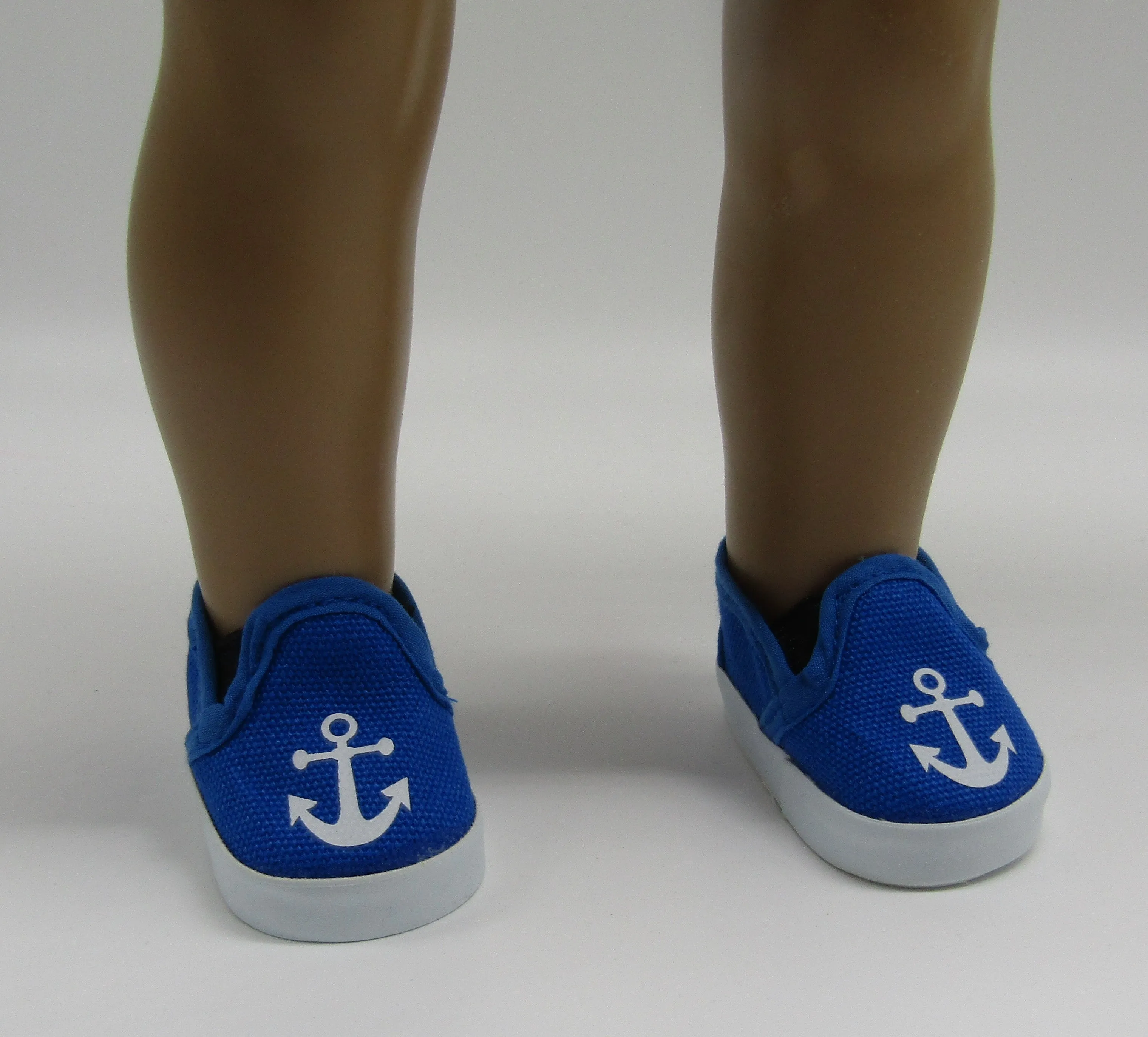 Canvas Slip-on Shoes 18 & 15 inch Doll: Blue w Anchor