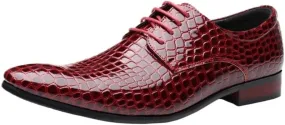 Casual Office Shoes for Men Wedding Dress Oxford for Men Classic Shoes for Men Leather Crocodile Pattern Dress Lace-up British Style Casual Business Party Comfortable
