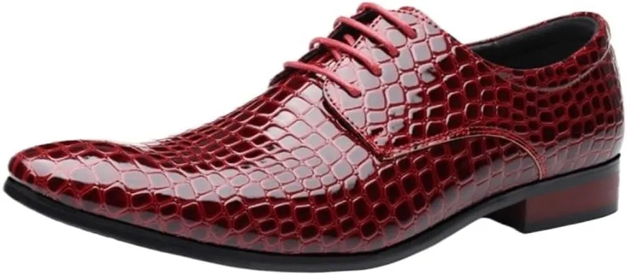 Casual Office Shoes for Men Wedding Dress Oxford for Men Classic Shoes for Men Leather Crocodile Pattern Dress Lace-up British Style Casual Business Party Comfortable