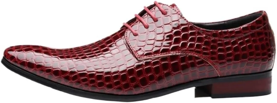 Casual Office Shoes for Men Wedding Dress Oxford for Men Classic Shoes for Men Leather Crocodile Pattern Dress Lace-up British Style Casual Business Party Comfortable