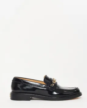 Chanel Black Patent Leather Chain 'CHANEL' loafers - 39.5C