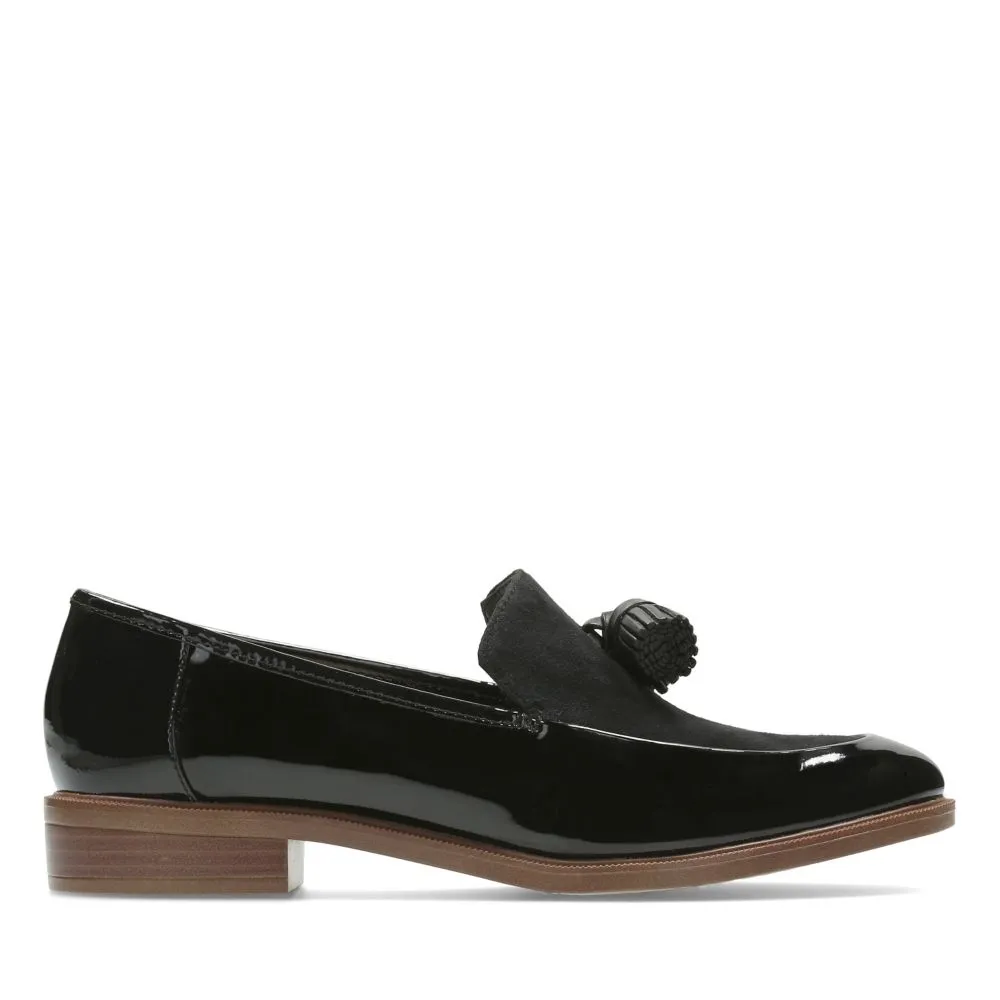 Clarks Womens WOMENS Taylor Spring Black Patent Combi Shoes