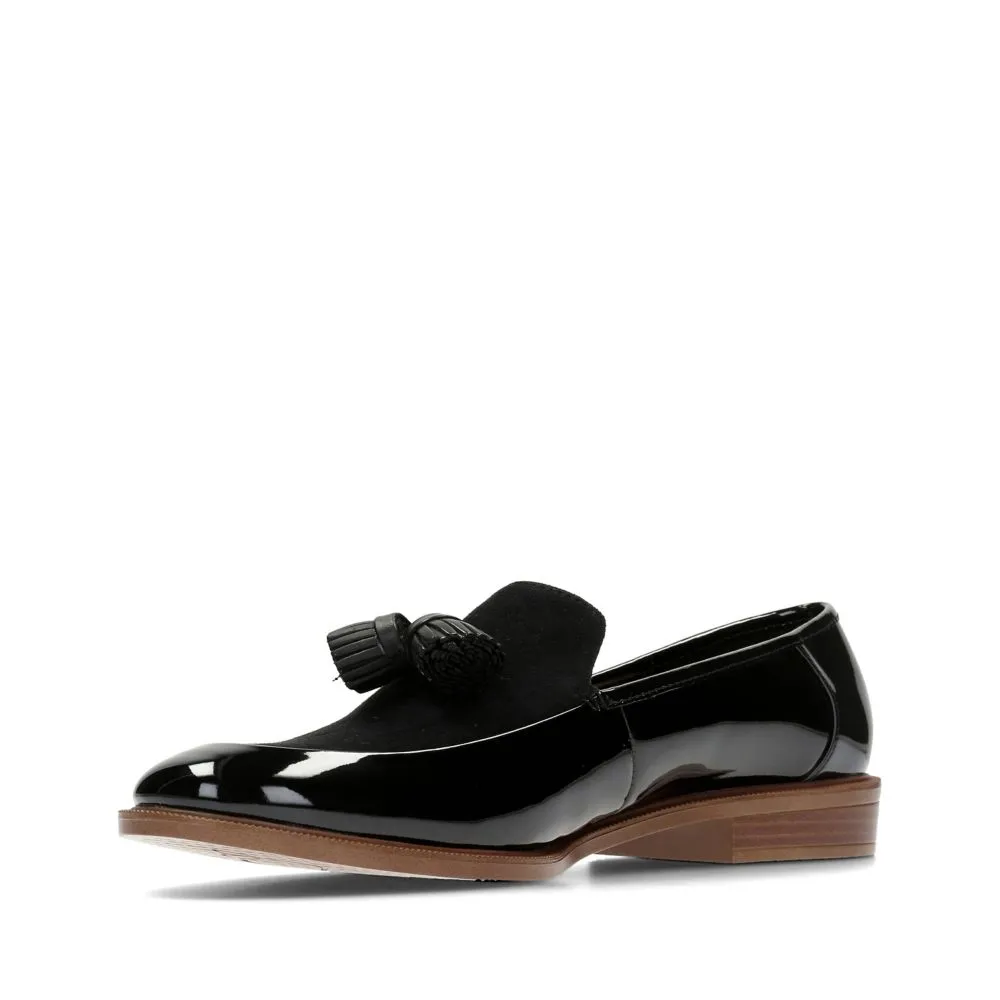 Clarks Womens WOMENS Taylor Spring Black Patent Combi Shoes