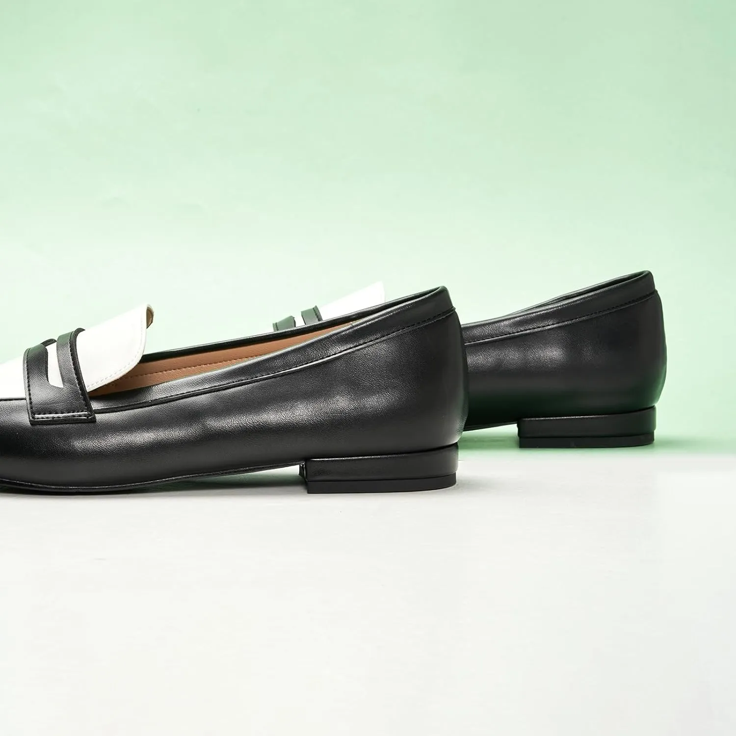 C.Paravano Penny Loafers for Women, Slip-ons Comfortable Dressy Formal Dress Square Toe Flats Loafer Shoes for Business Casual Wear