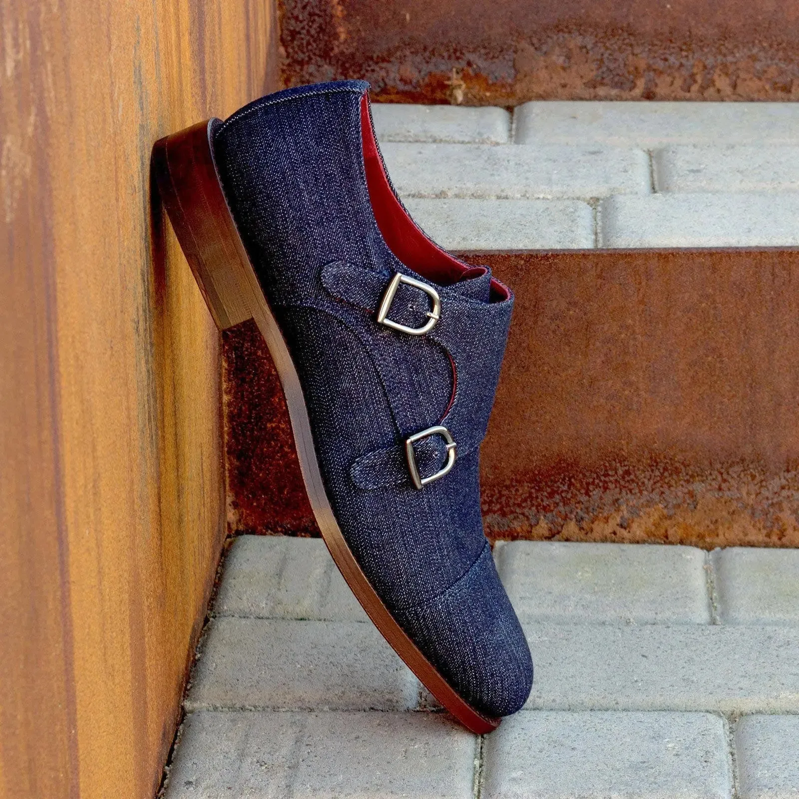 DapperFam Monaco in Jeans Men's Sartorial Double Monk