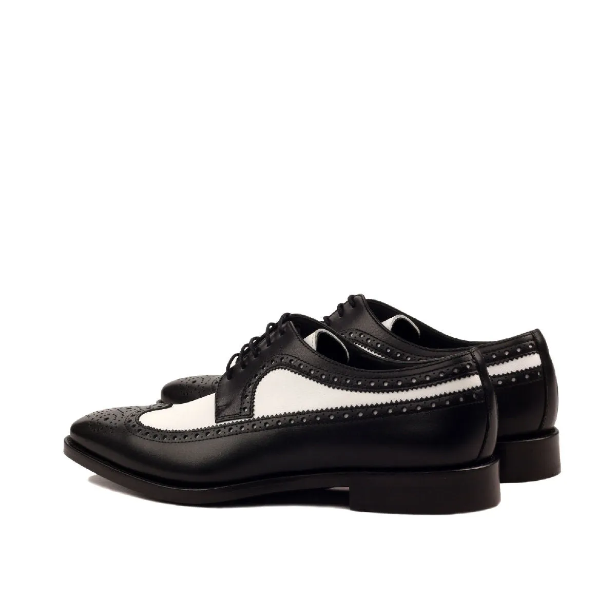 DapperFam Zephyr in Black / White Men's Italian Leather Longwing Blucher