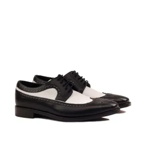 DapperFam Zephyr in Black / White Men's Italian Leather Longwing Blucher