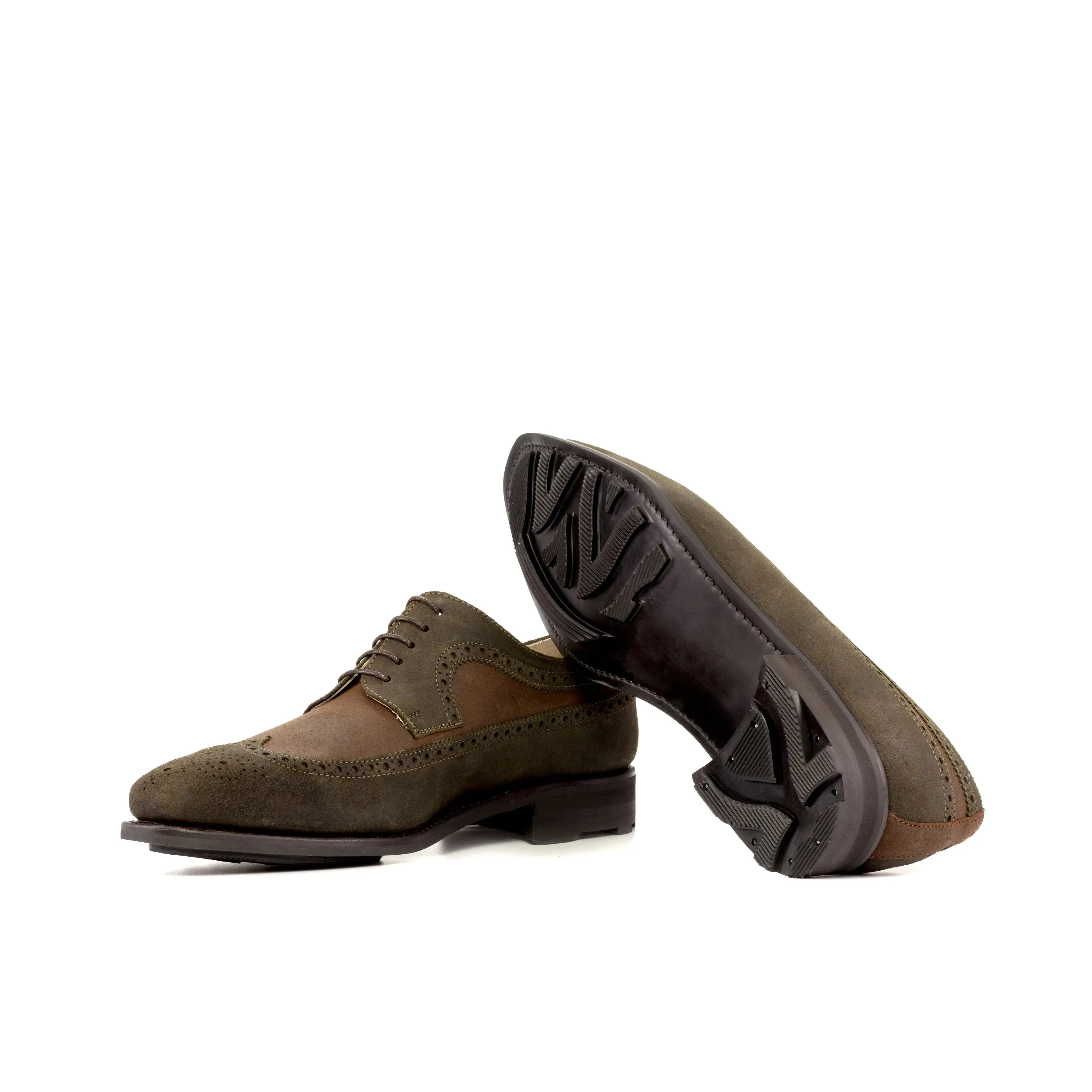 DapperFam Zephyr in Brown Men's Italain Suede Longwing Blucher