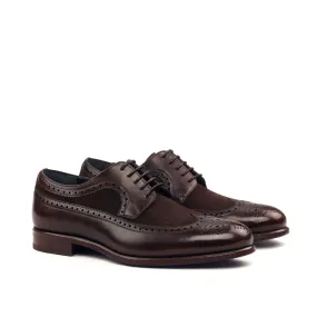 DapperFam Zephyr in Dark Brown / Brown Men's Italian Leather & Italian Suede Longwing Blucher