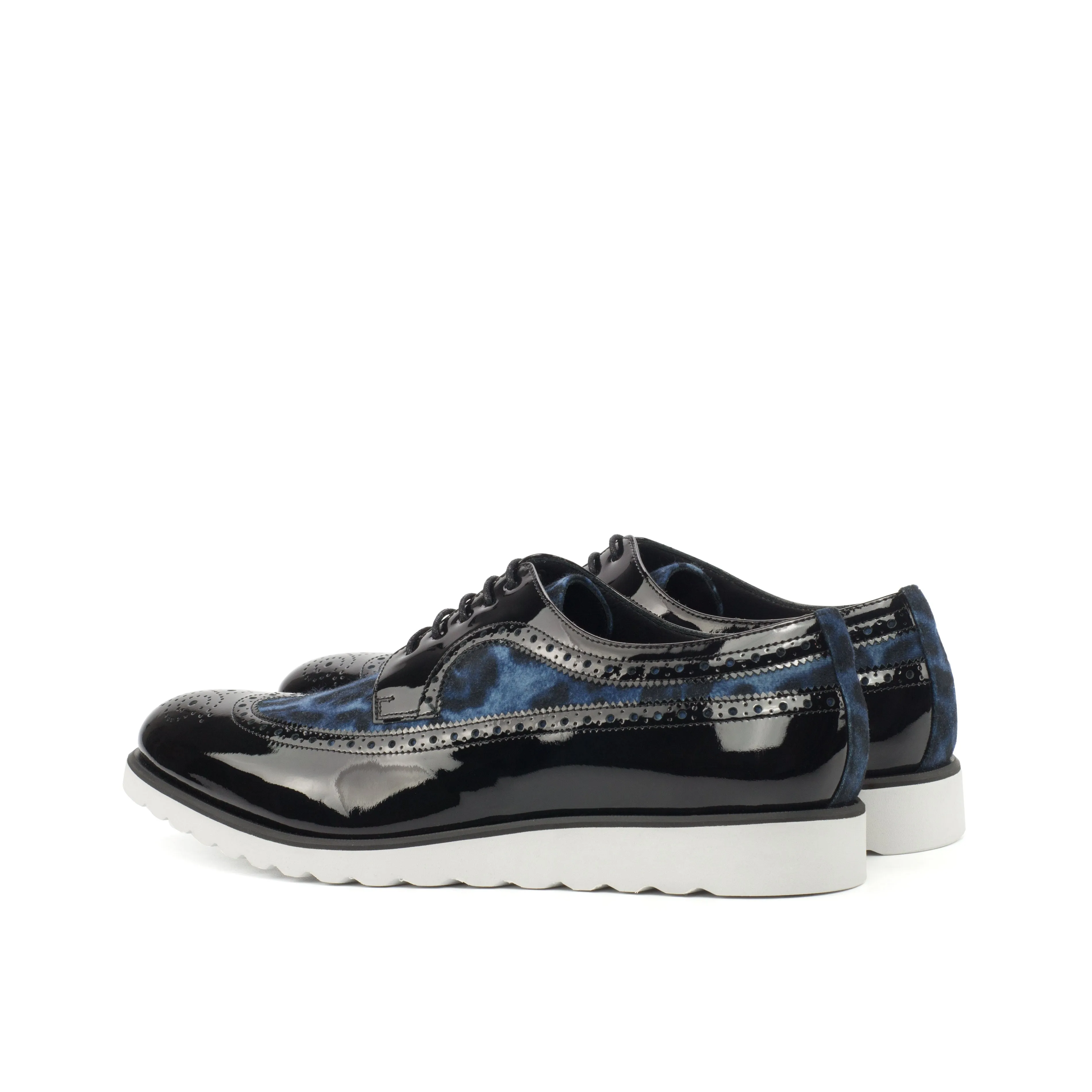 DapperFam Zephyr in Leopard / Black Men's Sartorial & Italian Patent Leather Longwing Blucher