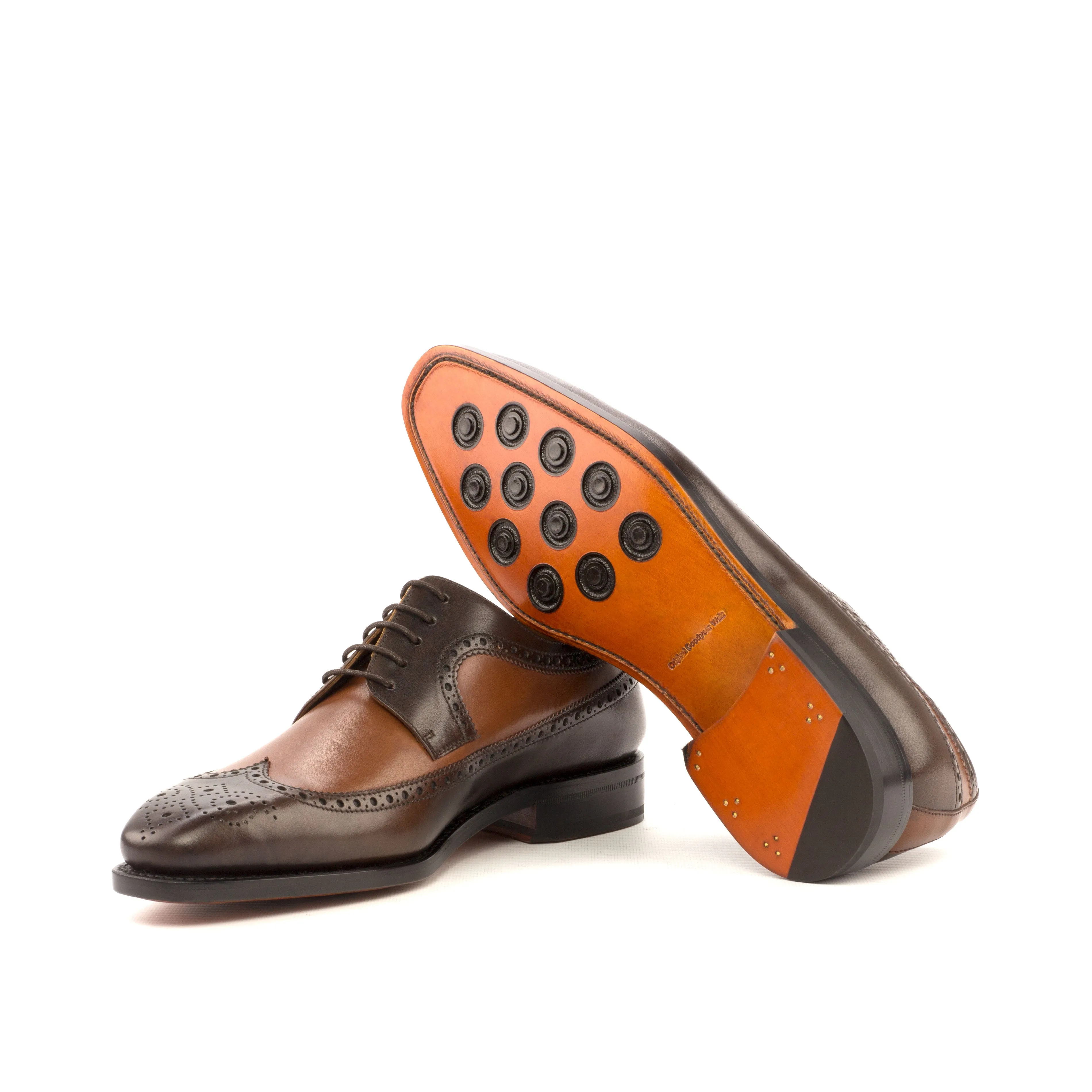 DapperFam Zephyr in Med Brown / Dark Brown Men's Italian Leather Longwing Blucher