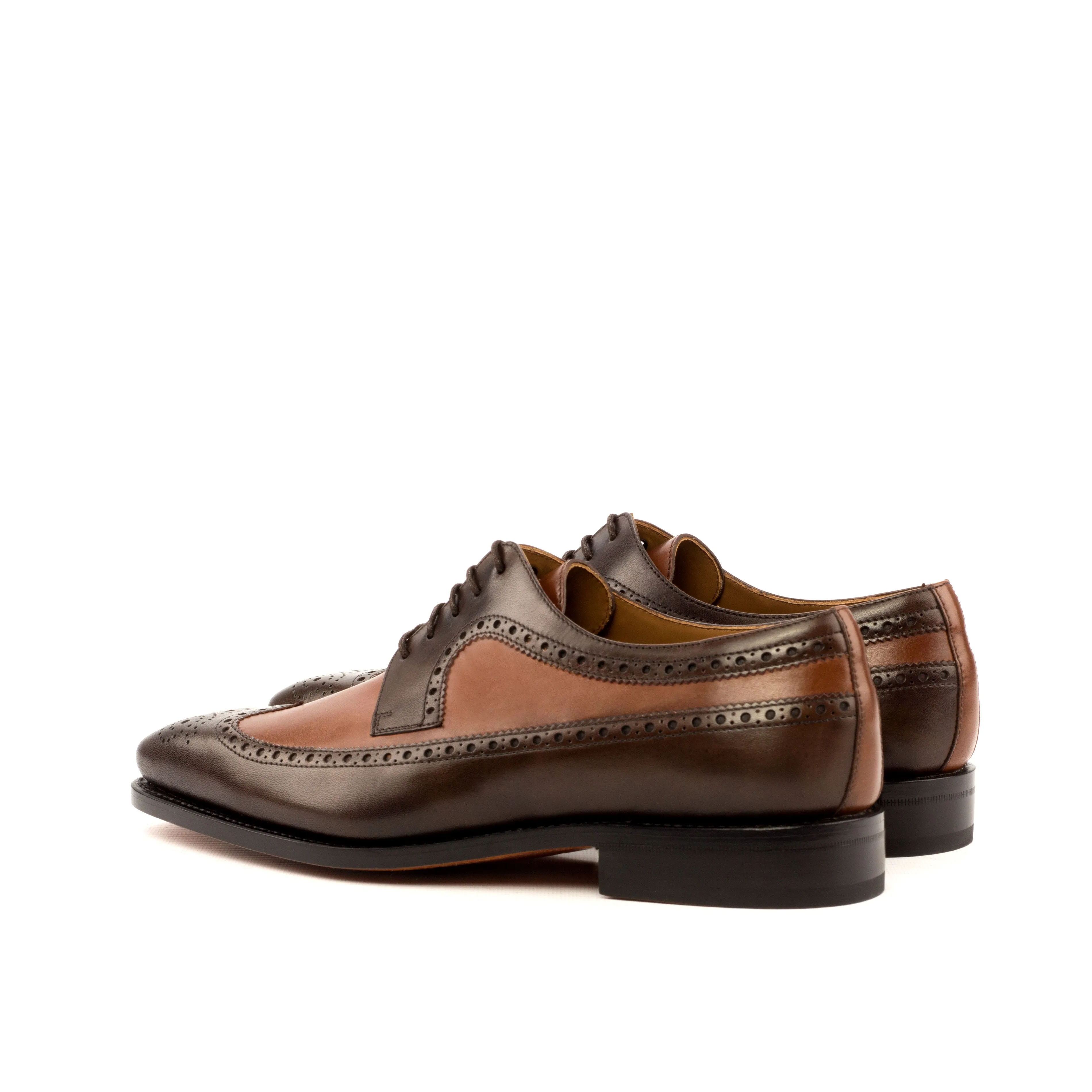 DapperFam Zephyr in Med Brown / Dark Brown Men's Italian Leather Longwing Blucher