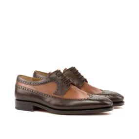 DapperFam Zephyr in Med Brown / Dark Brown Men's Italian Leather Longwing Blucher