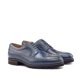DapperFam Zephyr in Navy Men's Italian Leather & Italian Full Grain Leather Longwing Blucher