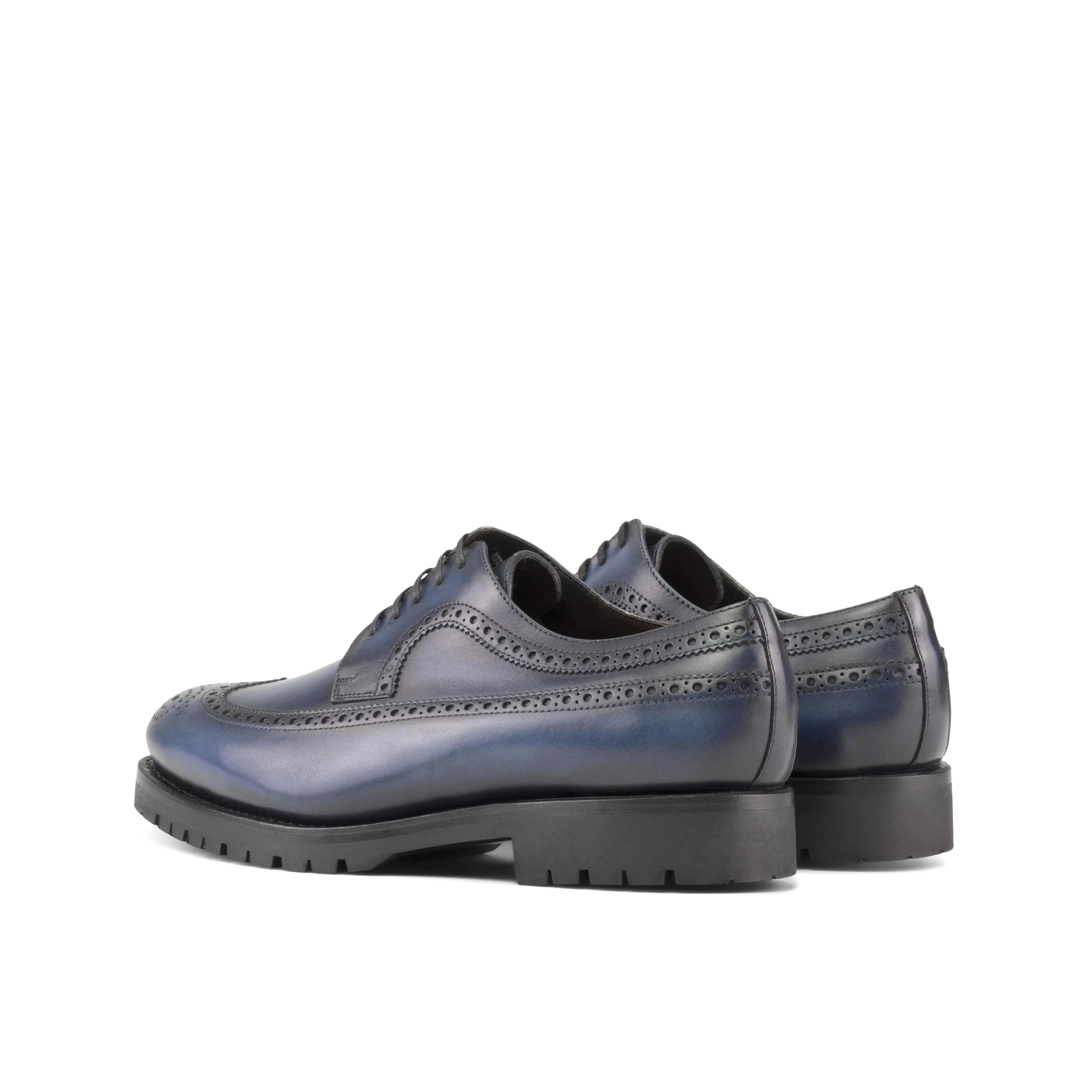 DapperFam Zephyr in Navy Men's Italian Leather Longwing Blucher