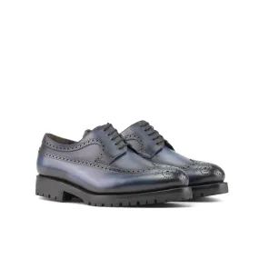 DapperFam Zephyr in Navy Men's Italian Leather Longwing Blucher