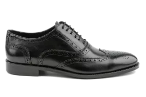 Debbano Chi Classic Wingtip Shoes, Men's Black Oxford Shoes, Crust Leather Oxford Shoes, Winged Tip Dress Shoes, Oxford Brogues for Men