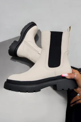 ELLIE Chunky Chelsea Ankle Boots - Cream