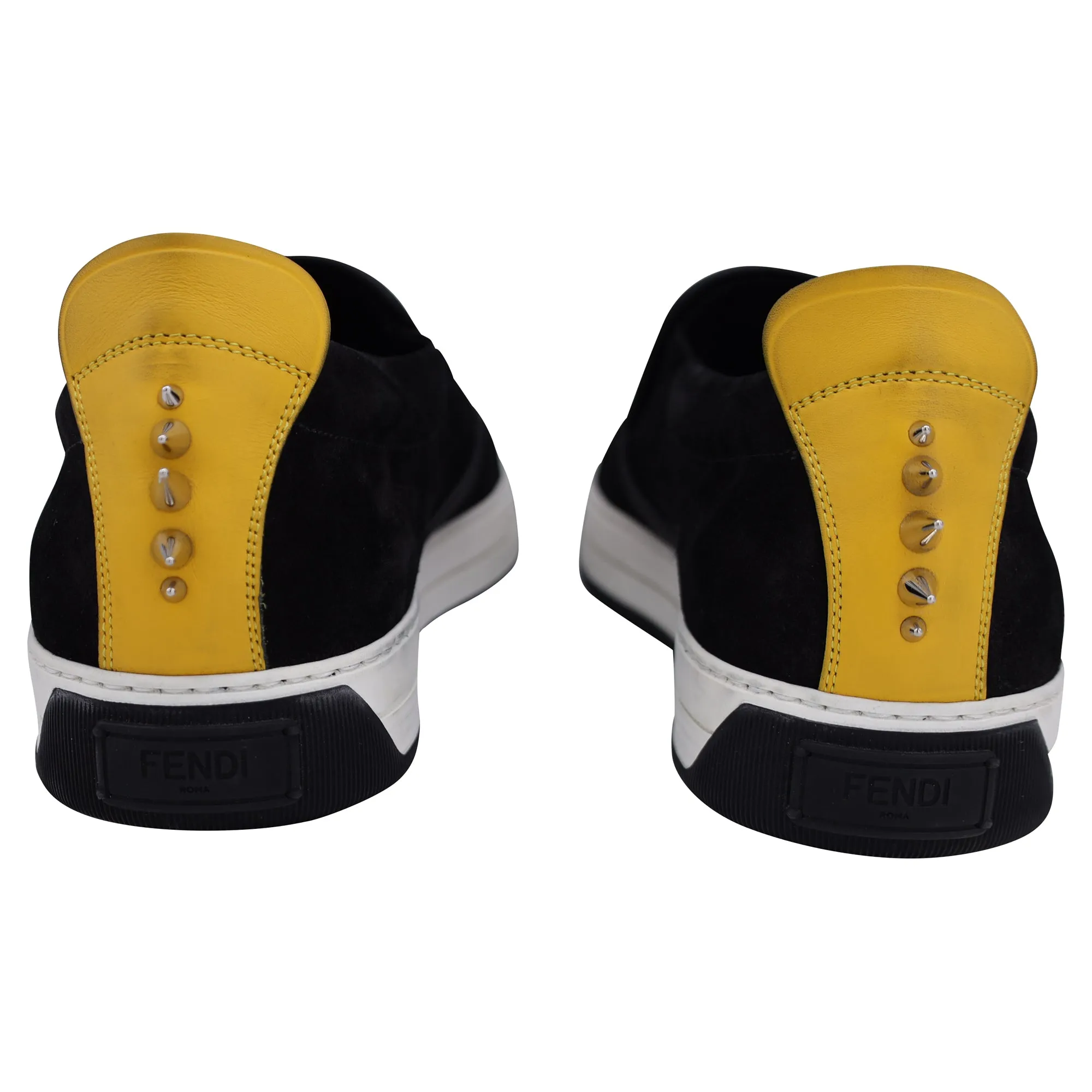 Fendi Monster Slip-Ons in Black Suede