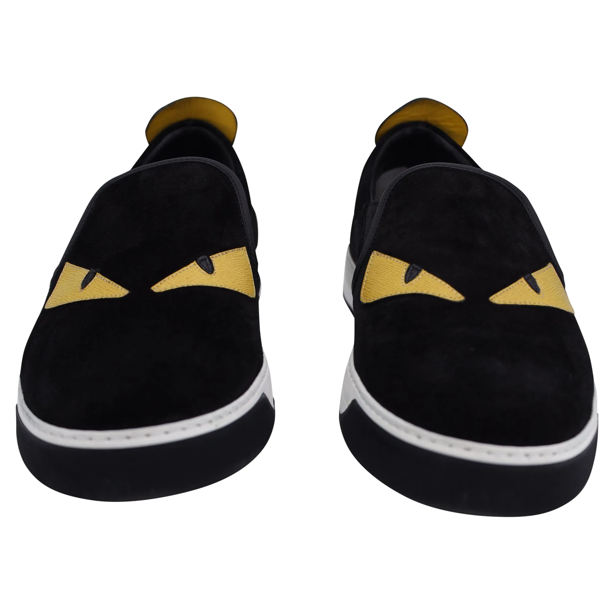 Fendi Monster Slip-Ons in Black Suede