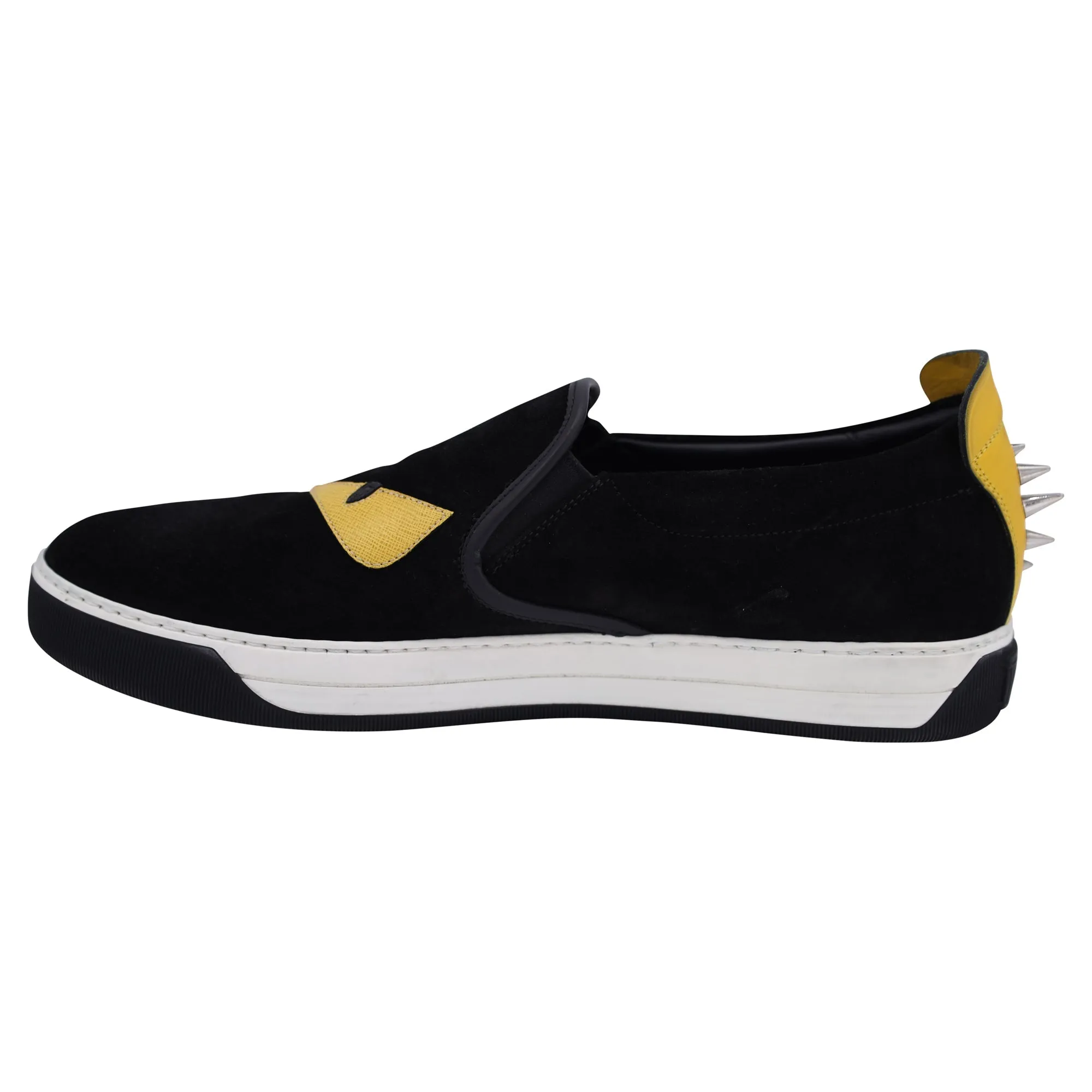 Fendi Monster Slip-Ons in Black Suede