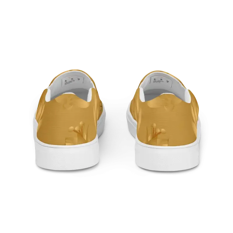 Golden Flowers Womens Slip Canvas Shoes