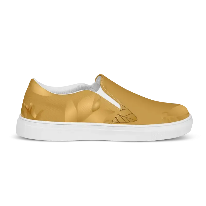 Golden Flowers Womens Slip Canvas Shoes