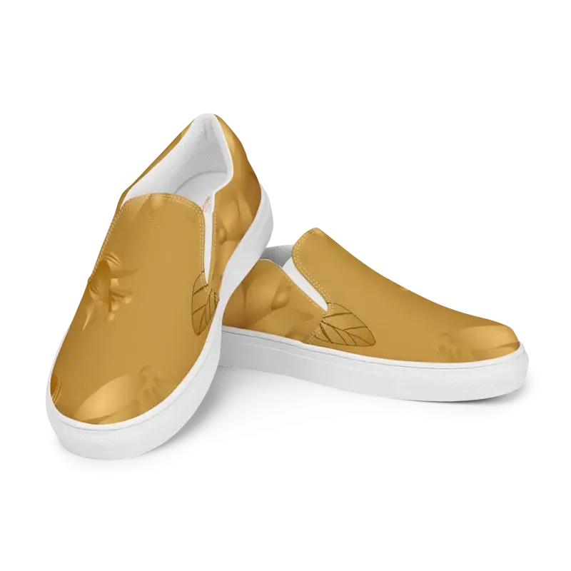 Golden Flowers Womens Slip Canvas Shoes