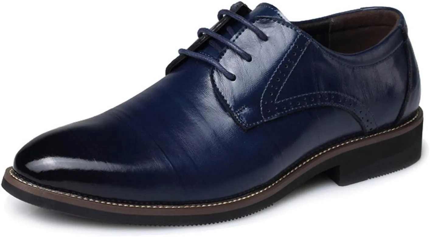 Hbeylia Formal Business Shoes for Men Fashion Leather Classic Lace up Dress Oxfords Shoes Closed Pointed Toe Oxford Dress Shoes Tuxedo Oxford Wingtip Modern Shoes For Men Business Office Work Wedding