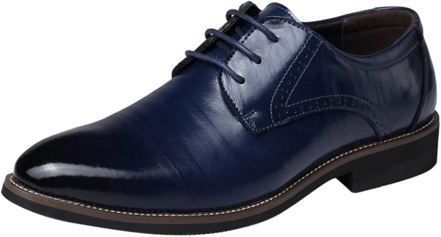 Hbeylia Formal Business Shoes for Men Fashion Leather Classic Lace up Dress Oxfords Shoes Closed Pointed Toe Oxford Dress Shoes Tuxedo Oxford Wingtip Modern Shoes For Men Business Office Work Wedding