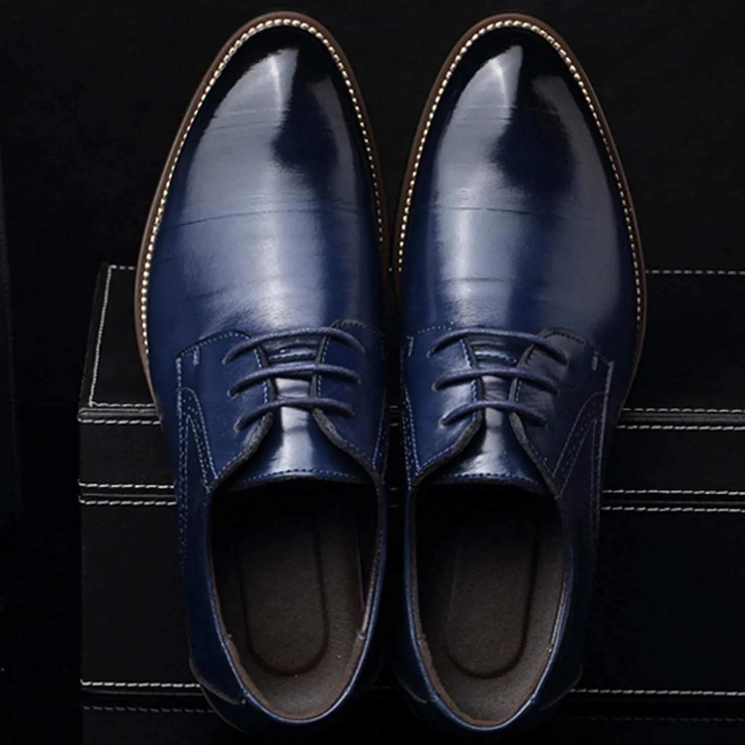Hbeylia Formal Business Shoes for Men Fashion Leather Classic Lace up Dress Oxfords Shoes Closed Pointed Toe Oxford Dress Shoes Tuxedo Oxford Wingtip Modern Shoes For Men Business Office Work Wedding