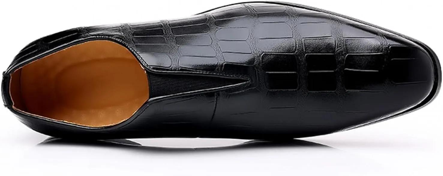 Hbeylia Men's Dress Shoes Classic Oxfords Fashion Leather Slip On Low Top Pointed Toe Formal Business Shoes Oxford Dress Shoes Tuxedo Wingtip Modern Derby Shoes For Men Business Office Work Wedding