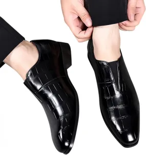 Hbeylia Men's Dress Shoes Classic Oxfords Fashion Leather Slip On Low Top Pointed Toe Formal Business Shoes Oxford Dress Shoes Tuxedo Wingtip Modern Derby Shoes For Men Business Office Work Wedding