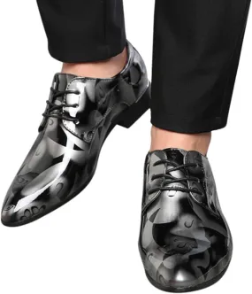Hbeylia Men's Leather Classic Dress Oxfords Shoes Lace Up Formal Business Fashion Closed Pointed Toe Oxford Dress Shoes Tuxedo Oxford Wingtip Modern Shoes For Men Business Office Work Wedding
