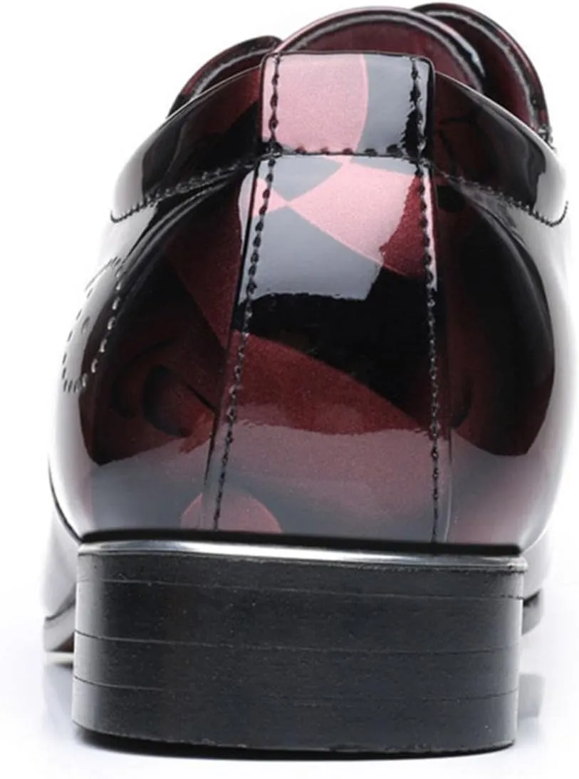 Hbeylia Men's Leather Classic Dress Oxfords Shoes Lace Up Formal Business Fashion Closed Pointed Toe Oxford Dress Shoes Tuxedo Oxford Wingtip Modern Shoes For Men Business Office Work Wedding