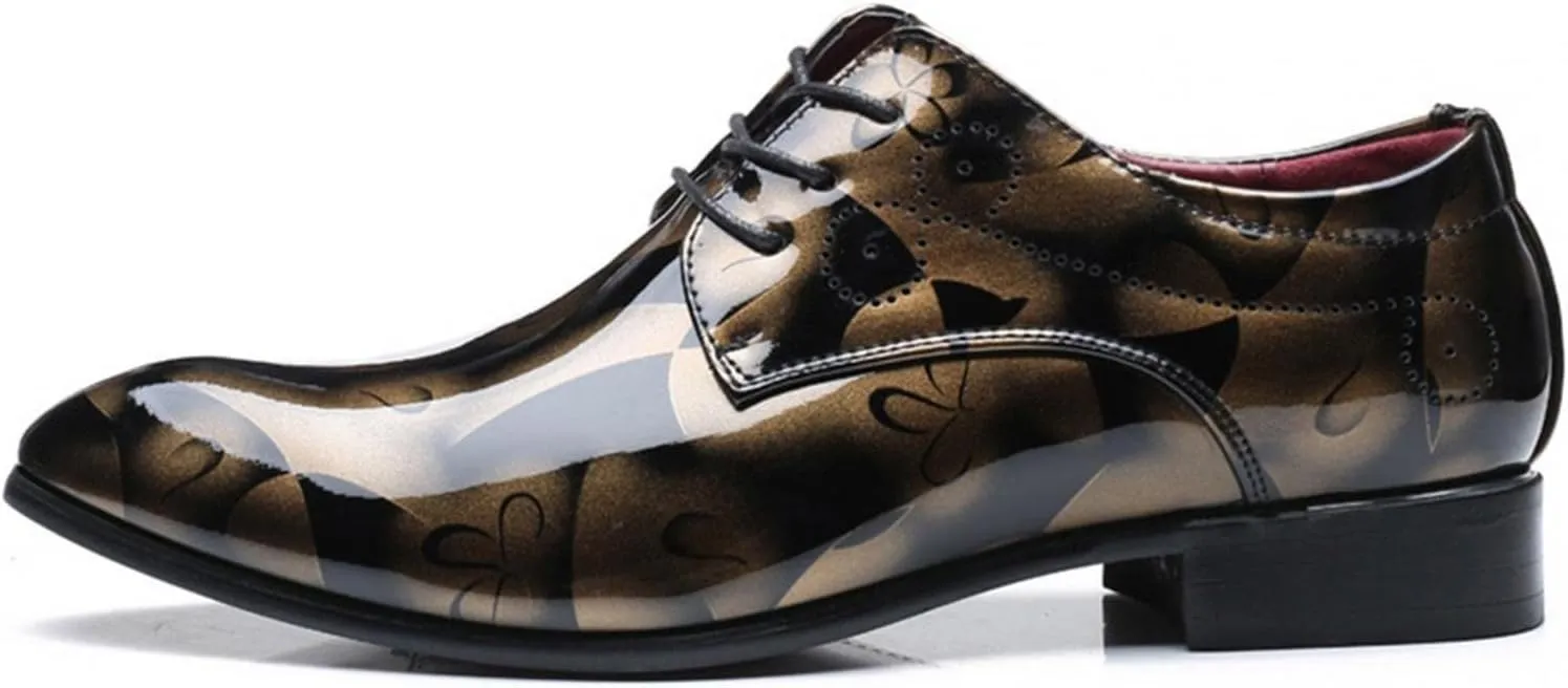 Hbeylia Men's Leather Classic Dress Oxfords Shoes Lace Up Formal Business Fashion Closed Pointed Toe Oxford Dress Shoes Tuxedo Oxford Wingtip Modern Shoes For Men Business Office Work Wedding