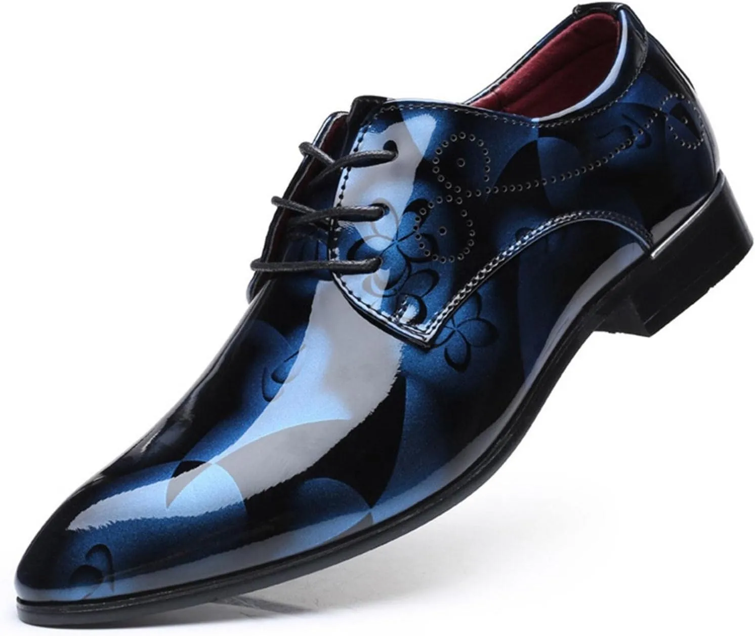 Hbeylia Men's Leather Classic Dress Oxfords Shoes Lace Up Formal Business Fashion Closed Pointed Toe Oxford Dress Shoes Tuxedo Oxford Wingtip Modern Shoes For Men Business Office Work Wedding