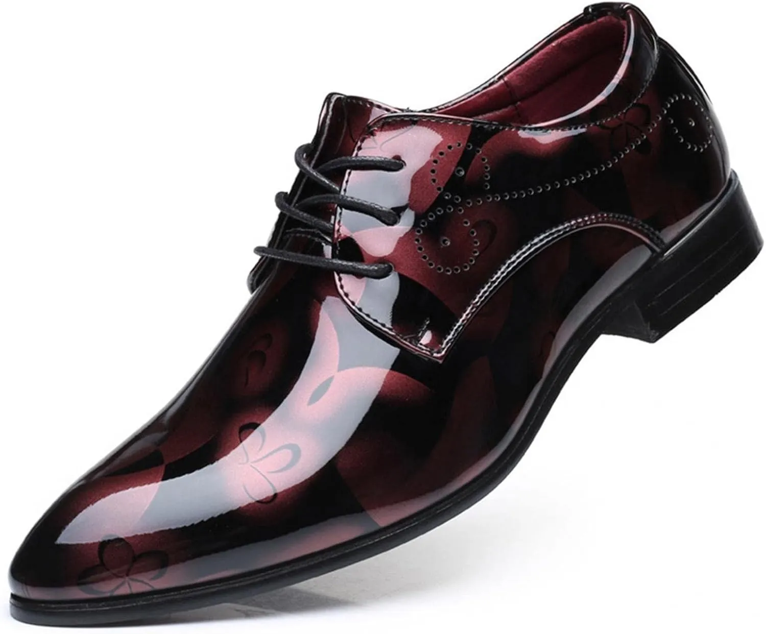 Hbeylia Men's Leather Classic Dress Oxfords Shoes Lace Up Formal Business Fashion Closed Pointed Toe Oxford Dress Shoes Tuxedo Oxford Wingtip Modern Shoes For Men Business Office Work Wedding