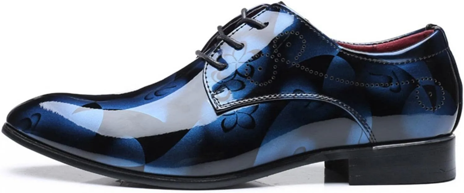 Hbeylia Men's Leather Classic Dress Oxfords Shoes Lace Up Formal Business Fashion Closed Pointed Toe Oxford Dress Shoes Tuxedo Oxford Wingtip Modern Shoes For Men Business Office Work Wedding