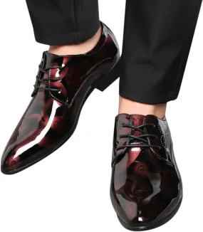 Hbeylia Men's Leather Classic Dress Oxfords Shoes Lace Up Formal Business Fashion Closed Pointed Toe Oxford Dress Shoes Tuxedo Oxford Wingtip Modern Shoes For Men Business Office Work Wedding